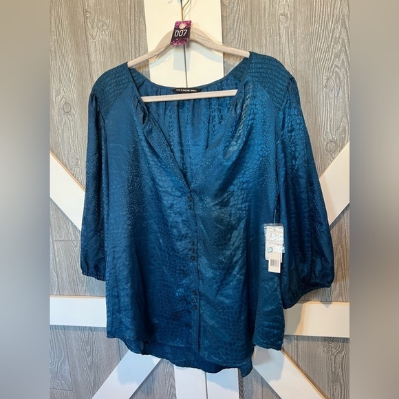 007. NWT ZAC & RACHEL Teal Blouse 1x - Picture 1 of 4
